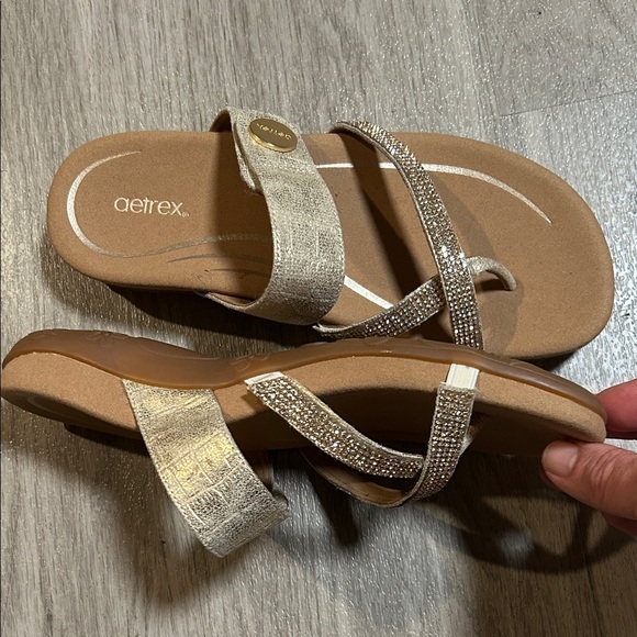 Aetrex Women's Sandals in Tan and Gold - Picture 4 of 8